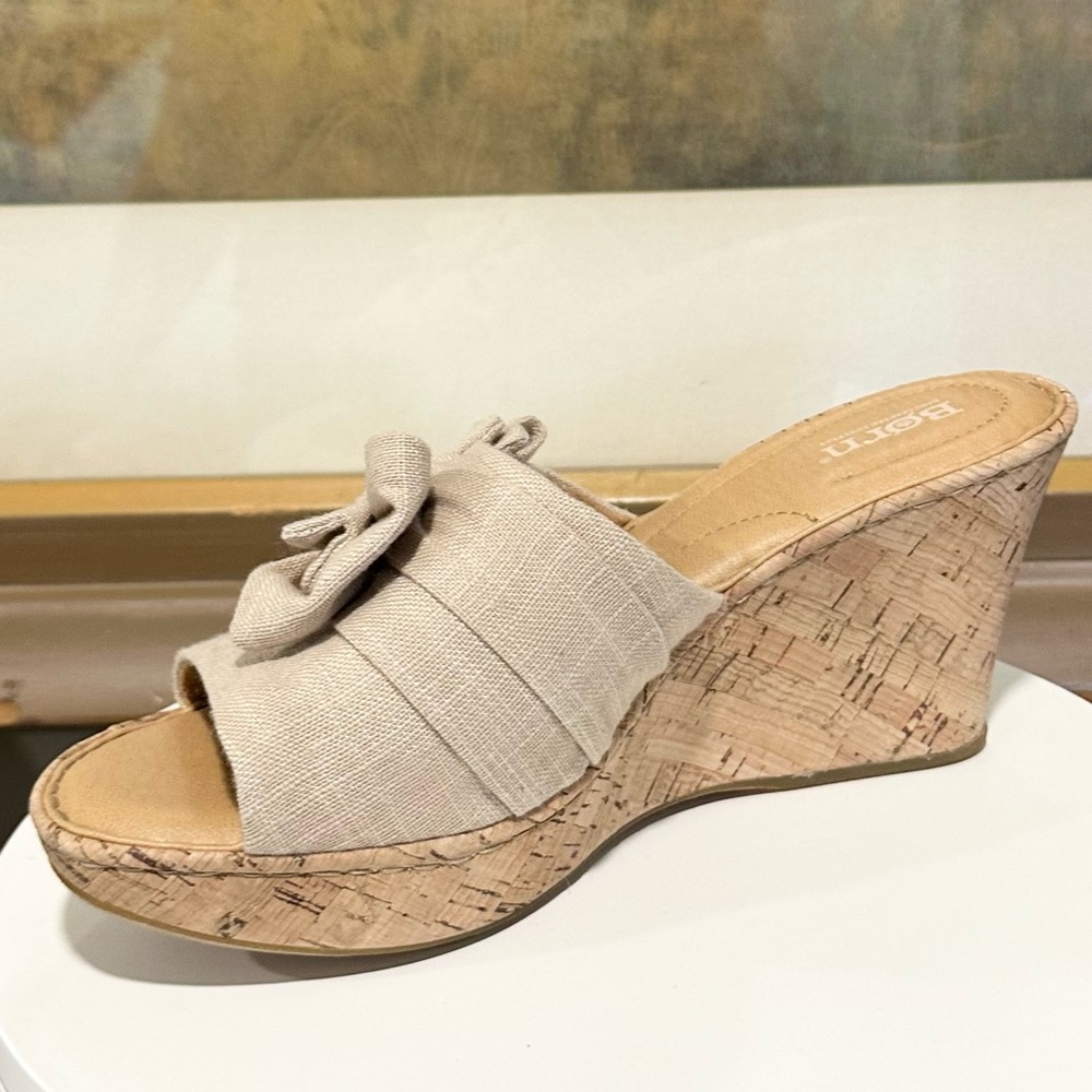 🌸BORN🌸 Cami Wedge Platform Sandal Natural Fabric Size: 11 - Picture 5 of 11